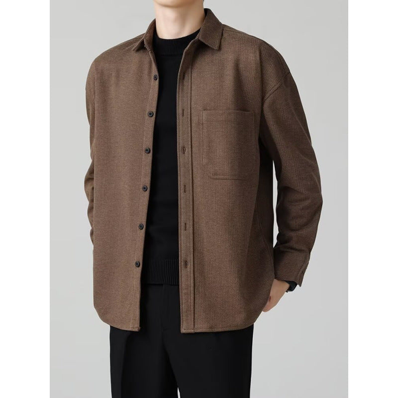 Élégante manches longues Slim-fit Casual Hommes chemise de couleur unie pour le printemps et l'été