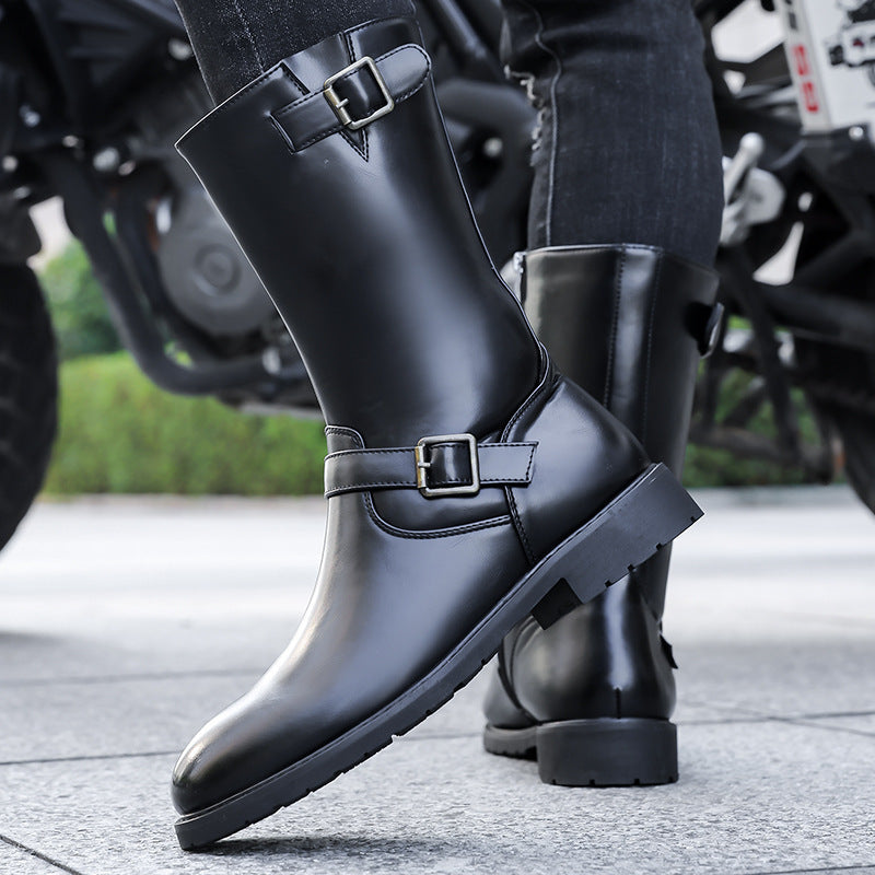 Bottes de moto à zip latéral pour hommes