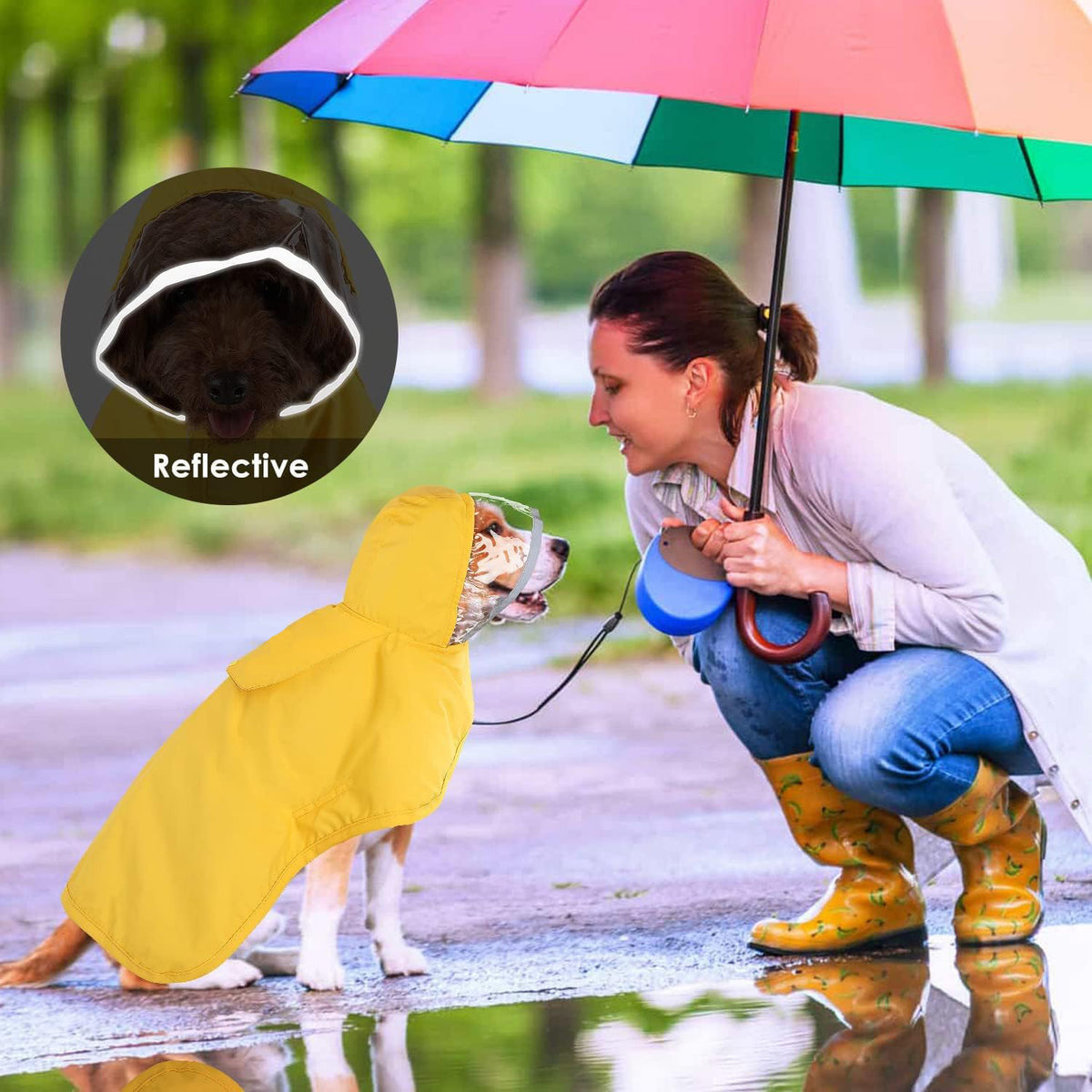 Veste de pluie pour chien imperméable souple respirant pour petit chien à capuchon manteau de pluie pour chien