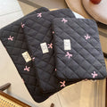 Mignon Rhombus Brodé Bow Notebook Sac de stockage