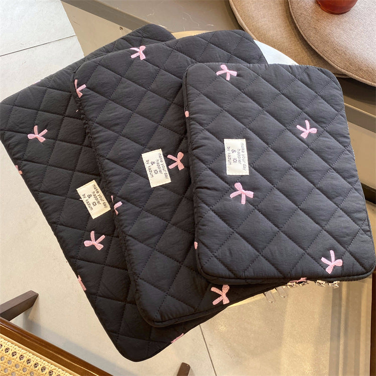 Mignon Rhombus Brodé Bow Notebook Sac de stockage