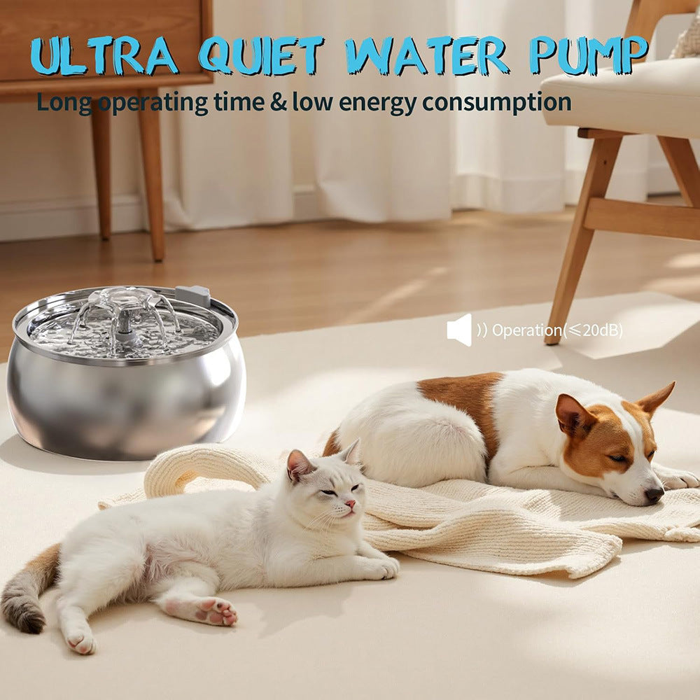 Distributeur d'eau pour chats en acier inoxydable à grande capacité