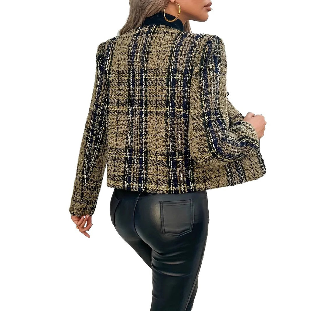 Veste courte en laine tissée enroulée style Chanel