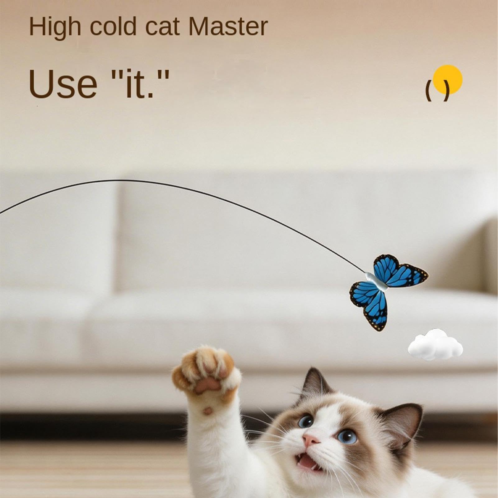 Butterfly Interactive Automatic Cat Teaser Wand Toys Coupe d'aspiration à Fl