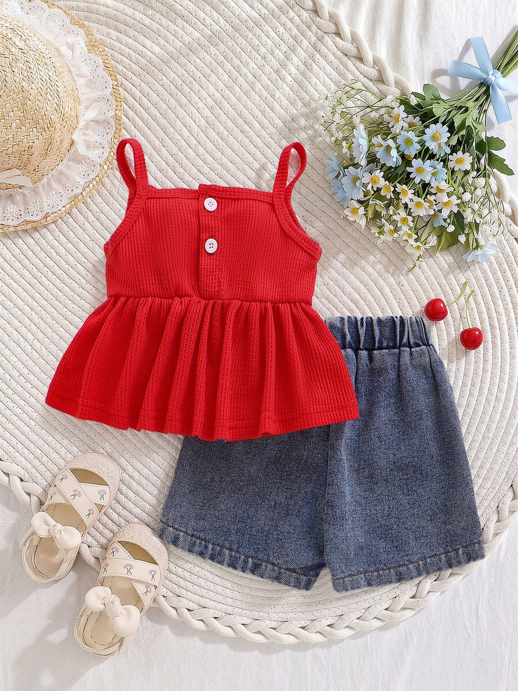 Culottes brodées Top Denim sans manches