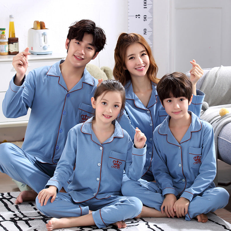 Coton Parent-enfant Pyjama Printemps et Automne Longue Manche Style mince