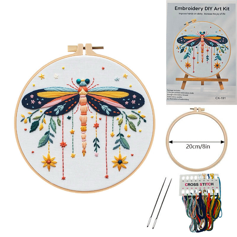 Broderie Diy Matériau Package Argent Lune Papillon Dragonfly Fallen Leaf Pattern