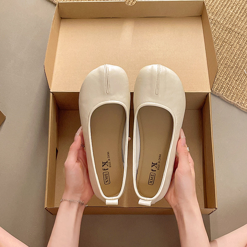 Soft Leather Soft Sole Confortable Ballet Flats Summer Shallow Bouche Robe Match Mary Jane