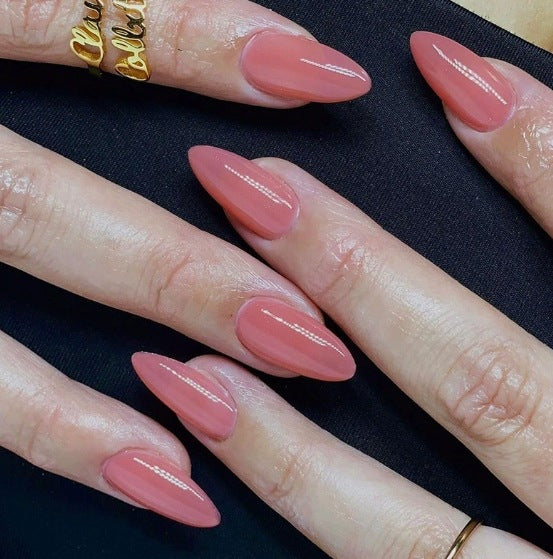 Nail Art Série de couleurs solides Couleur solide Long Almond-Shape Presse sur les ongles