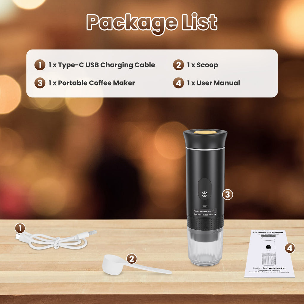 3 En 1 Portable Espresso Machine sans fil journée mère auto-chauffage Cafetière avec 7500mA