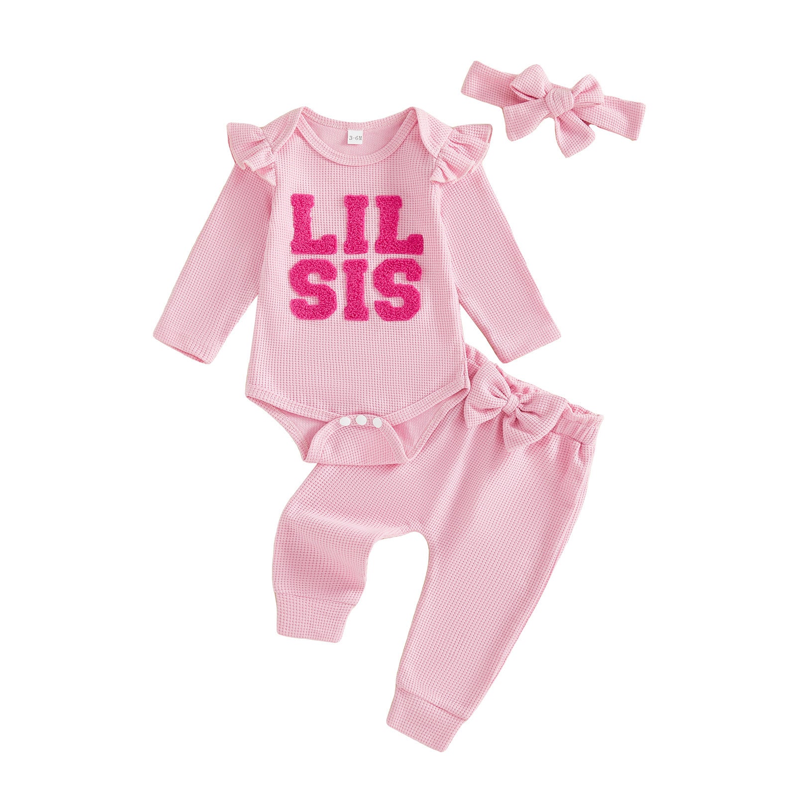 Set 3 pièces à capuche petite Sis Waffle-knit