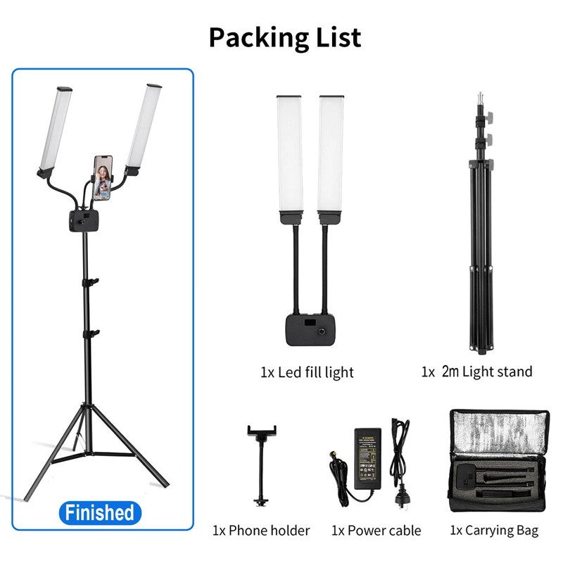 45W dimmable double bras LED lampe trépied stand Kit Video Studio Support de téléphone
