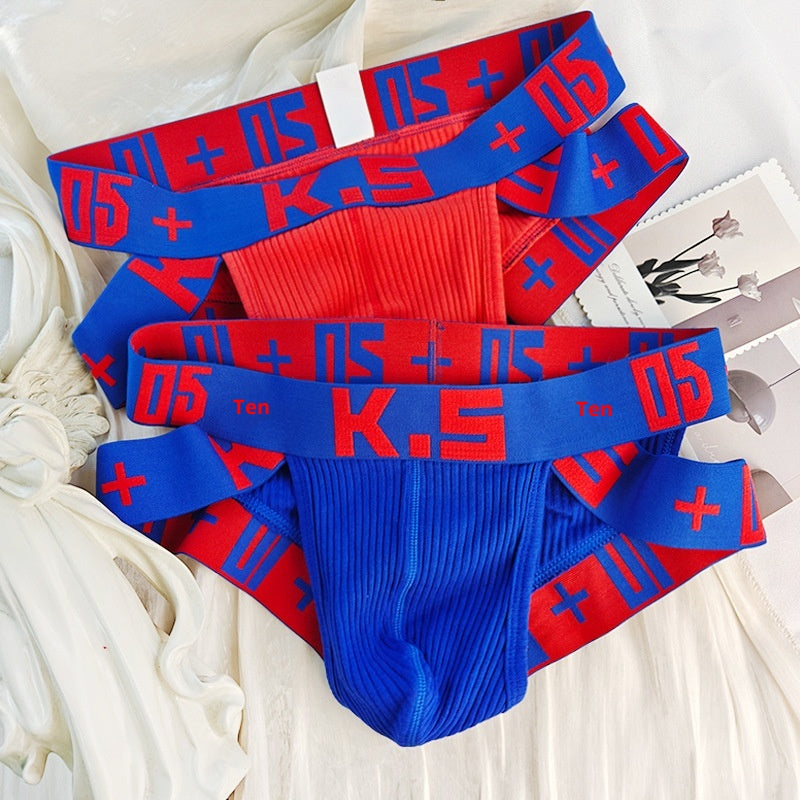 Slips de sport en coton côtelé haute coupe pour hommes