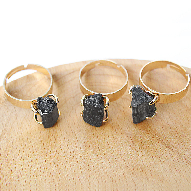 Anneau Tourmaline noir naturel