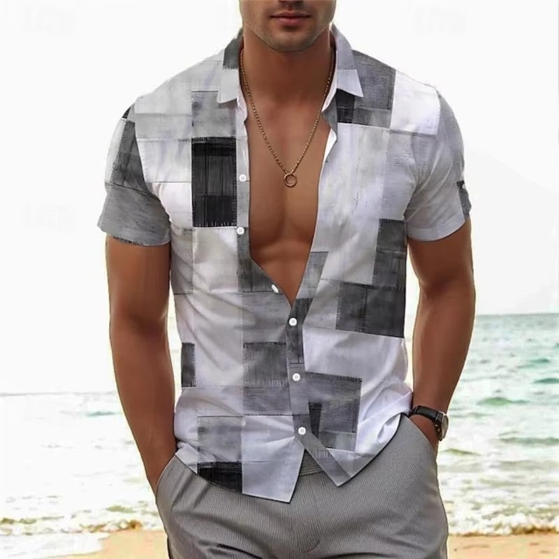 Chemise à manches courtes à manches courtes imprimées 3D de taille européenne pour homme Casual Slim-fit Beach