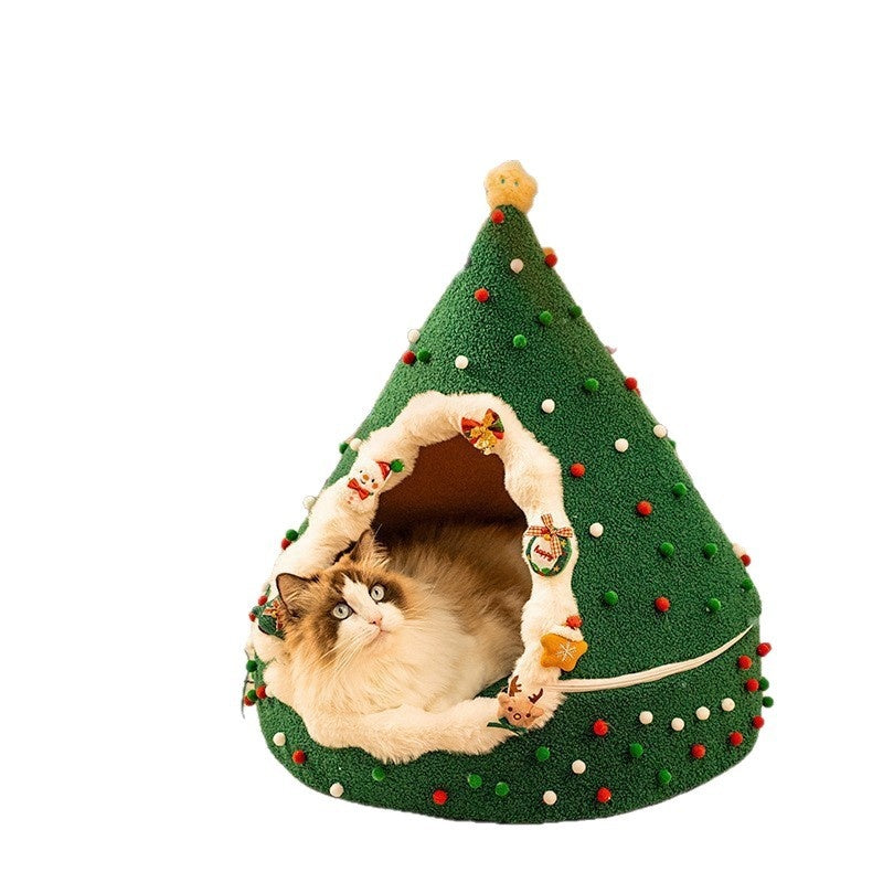 Nest de chat de Noël hiver chaud quatre saisons universel amovible et lavable