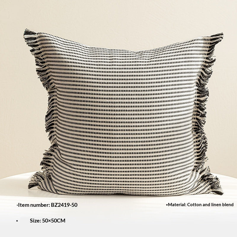 Simple, Blanc Noir Versatile et Oreiller à lancer en coton gris