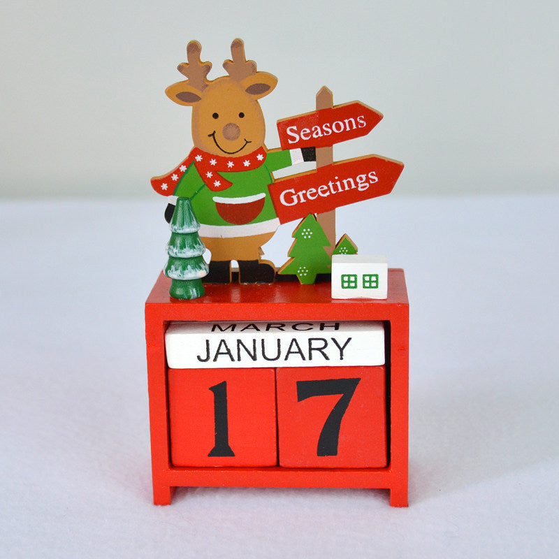Décorations de Noël Calendrier de bureau en bois Petits ornements Calendrier de bureau Jouet pour enfants