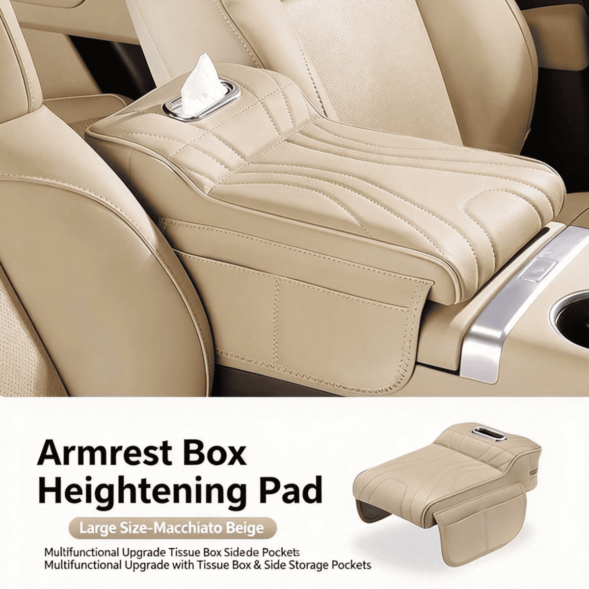 Couverture d'accoudoir de Console de centre de voiture avec boîte de tissu et supports de double tasse