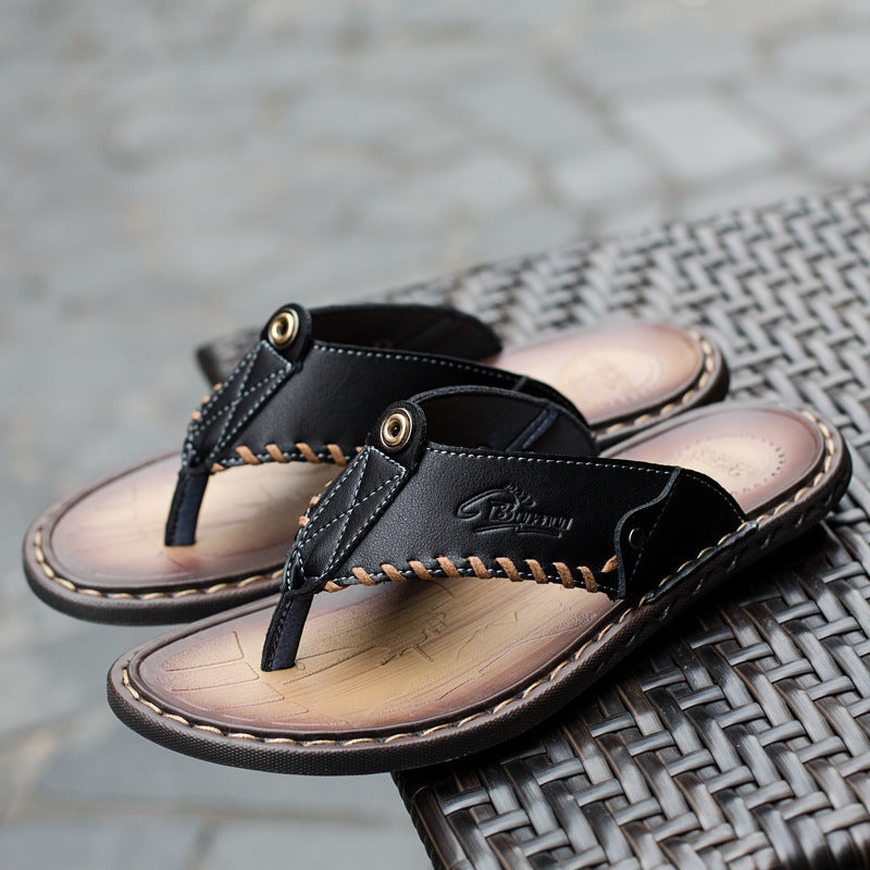 Été Extérieur Flip-flops Casual cuir Plage Sandales Hommes Sandales de grande taille