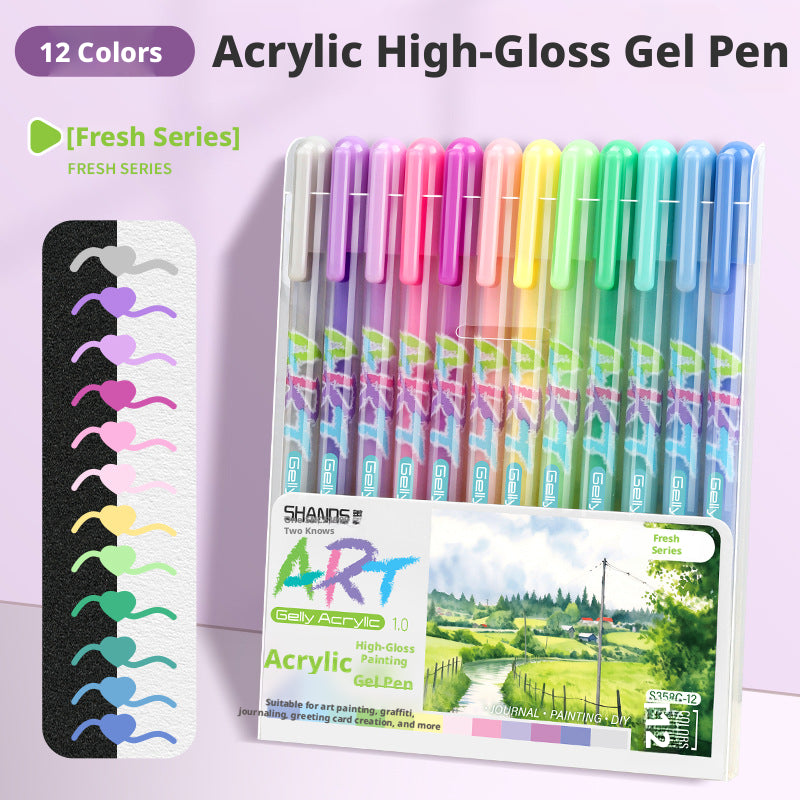 Gel Color Pen-Fresh Acrylic Highlighted-12 Pieces