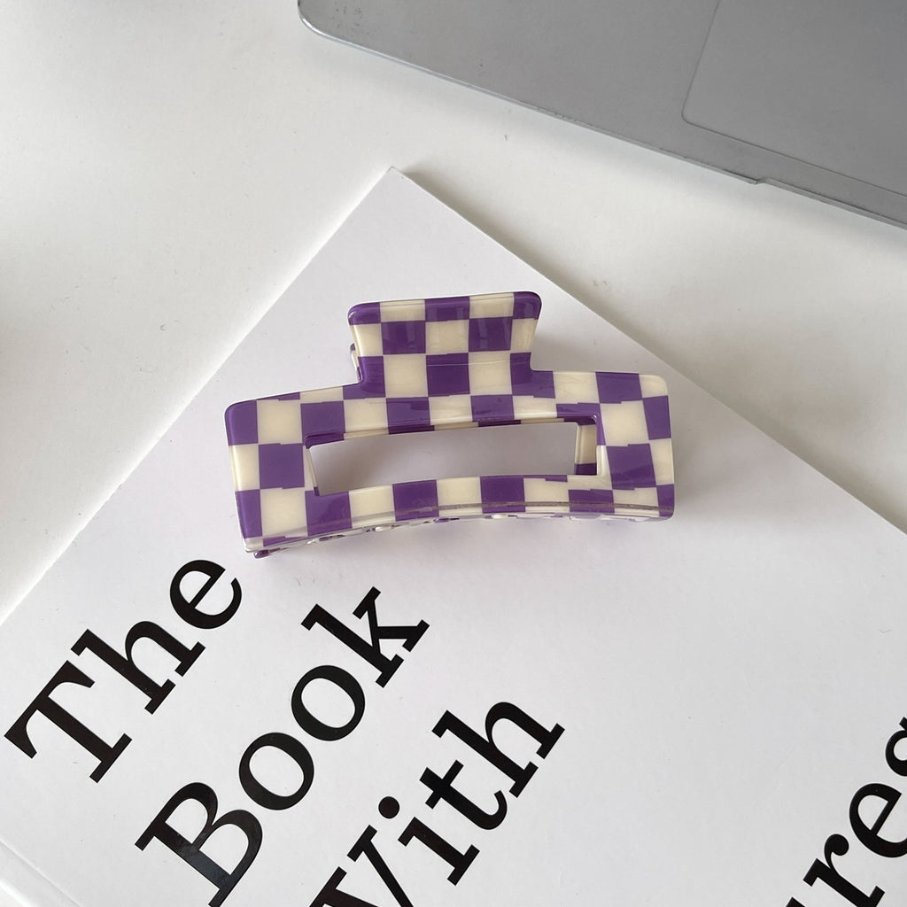Couleur Acétate Checkerboard Grab Clip Net Red Temperament