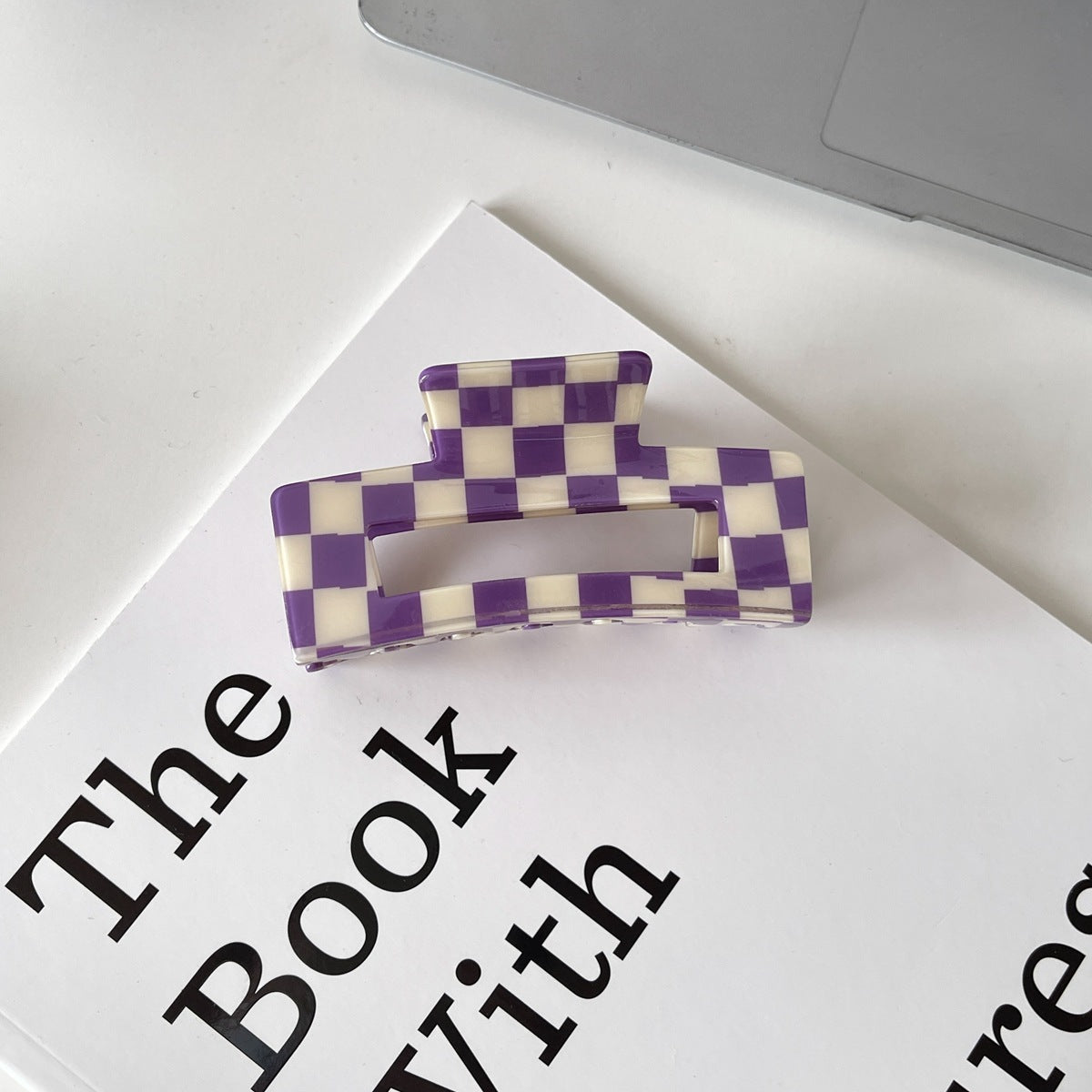 Couleur Acétate Checkerboard Grab Clip Net Red Temperament
