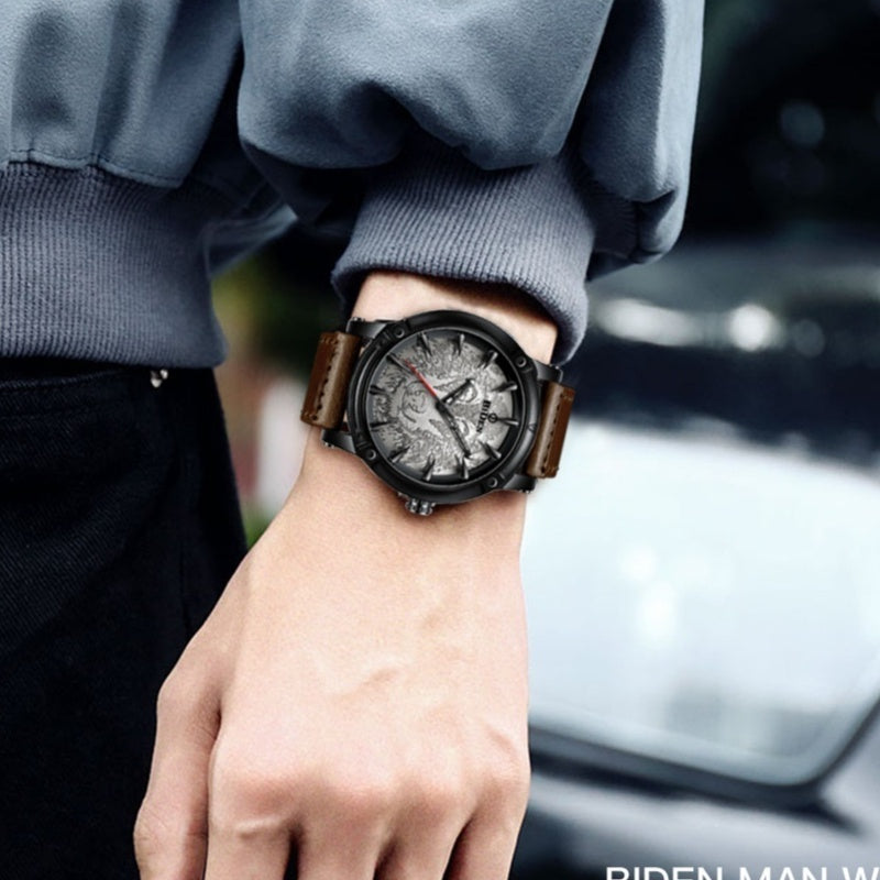 Montre Quartz de ceinture casual de couleur solide pour homme