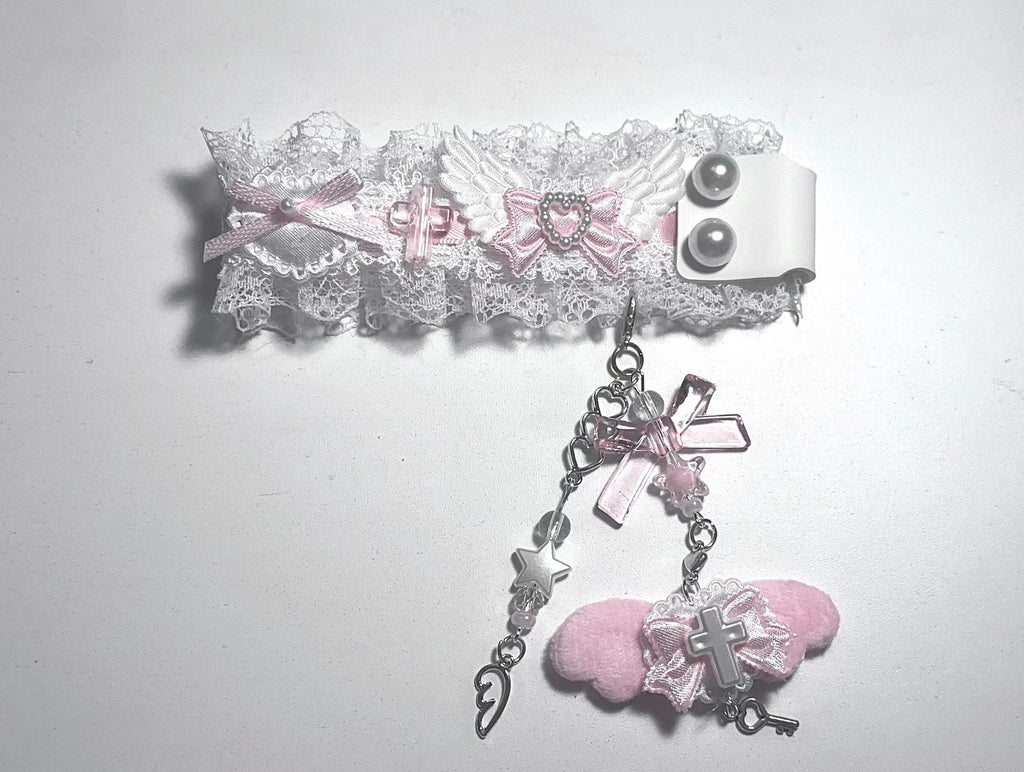 Dentelle noir et rose Clavier de bracelet