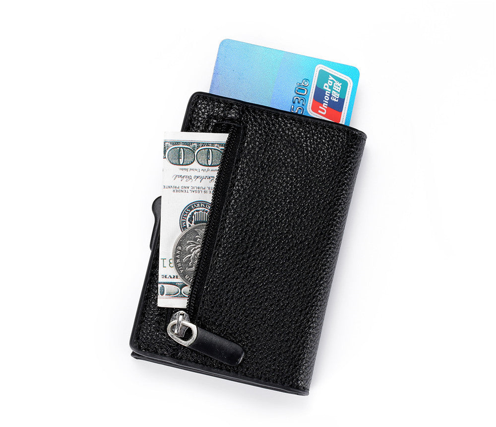 Boîte à cartes en métal Zipper Éjecte automatiquement Cas de carte de crédit