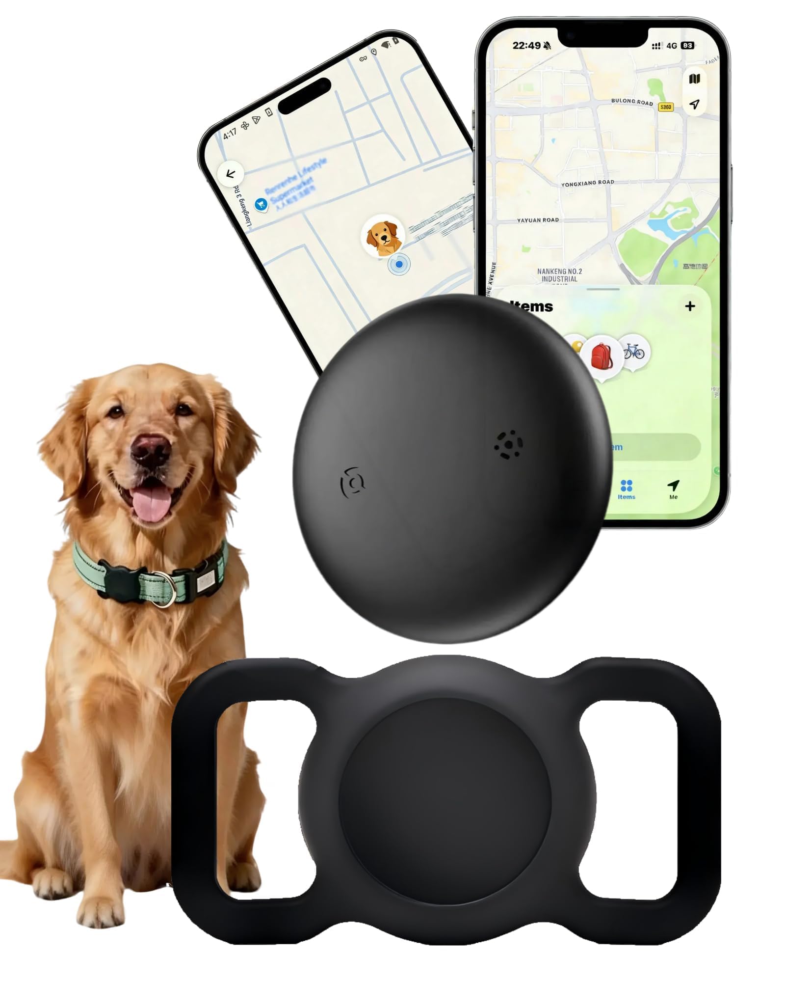 Tracker GPS pour chiens IOS & Android - Pas d'abonnement Collier GPS Tracker pour chiens Smart Cat Real