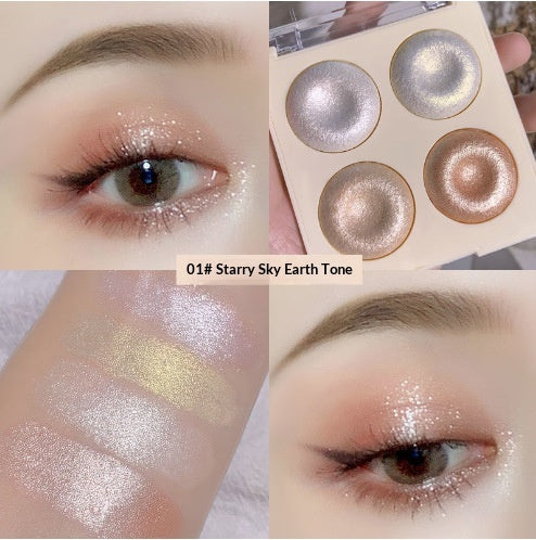 Palette en surbrillance bicolore avec ombre à paupières chatoyantes
