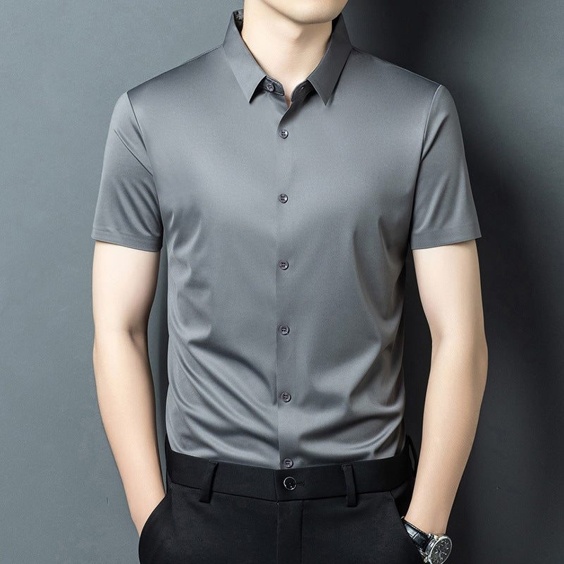 Haut de chemise à manches courtes à bouton de couleur solide pour homme