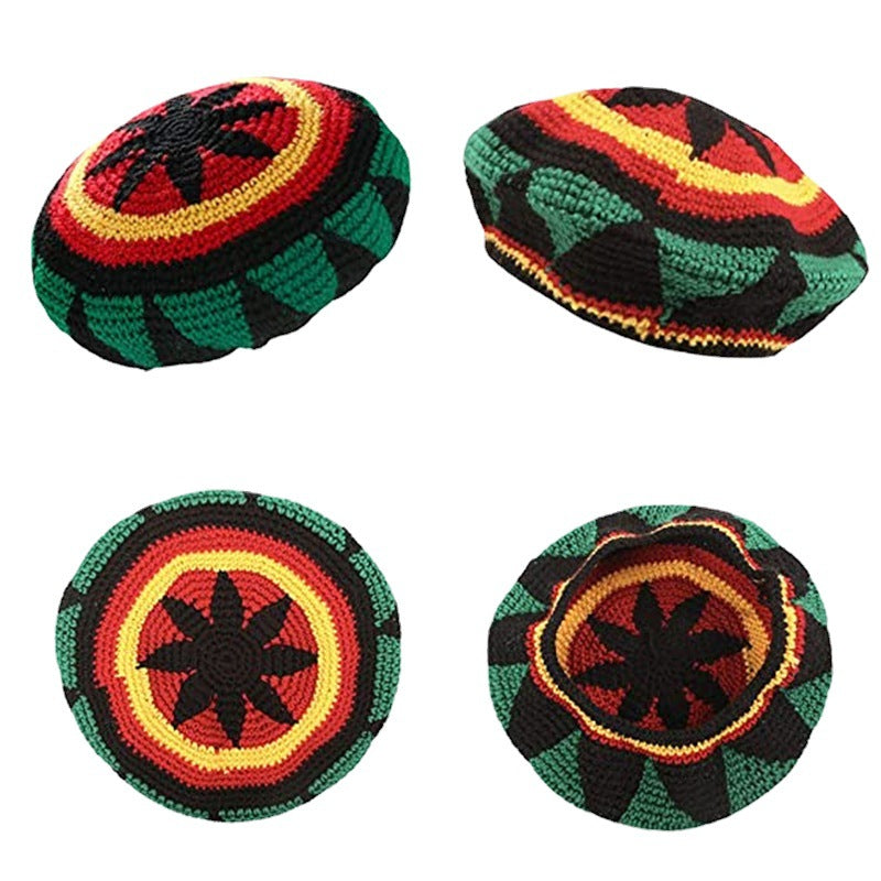 Halloween Jamaïque Reggae Enfants Woolen Cap Handmade Knitted Rainbow Striped Festival Fun