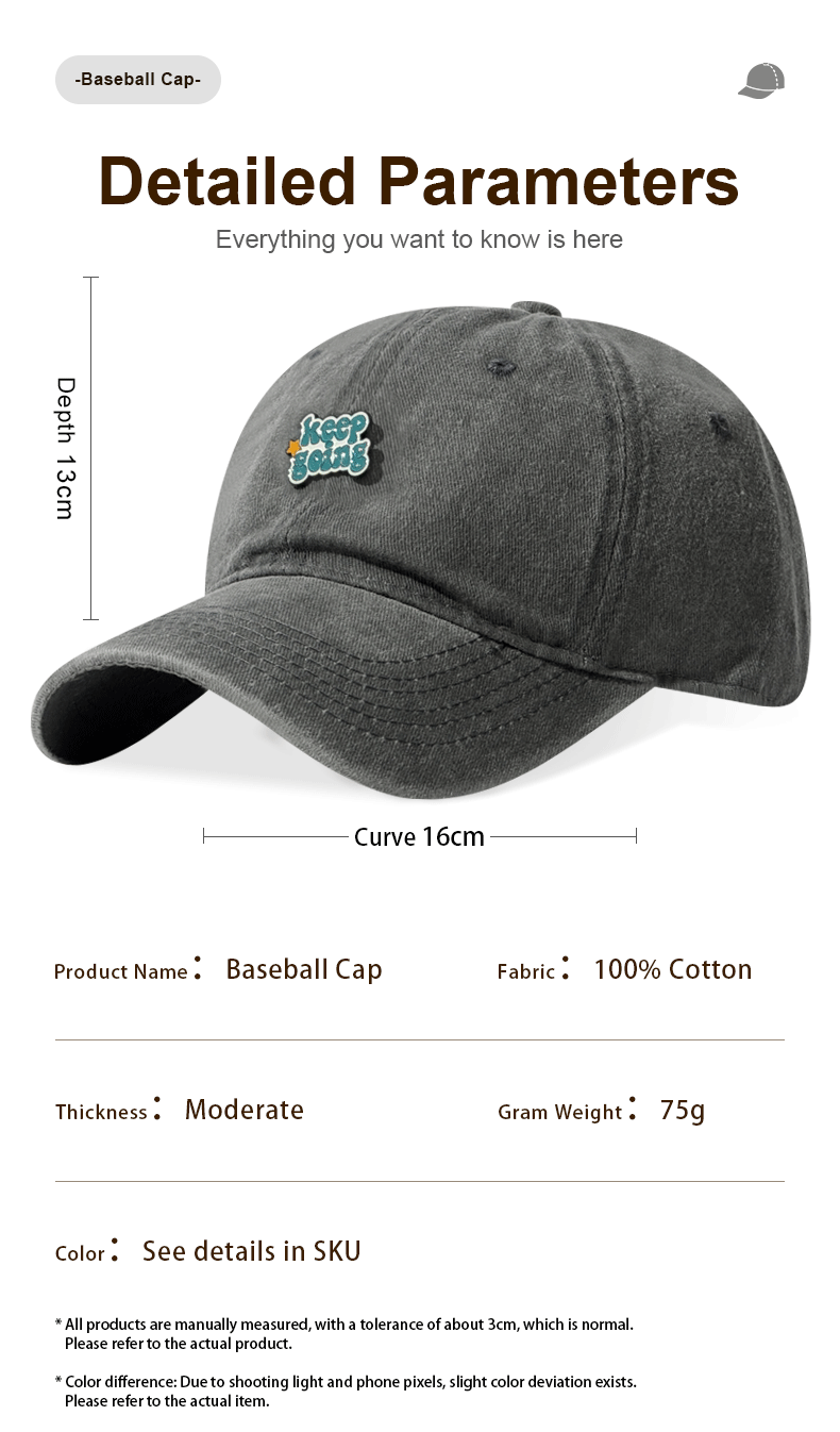 Lavé Old Quick Séchage Cap de baseball Handmade Accessory Pattern Imprimé Duckbill Cap Big H