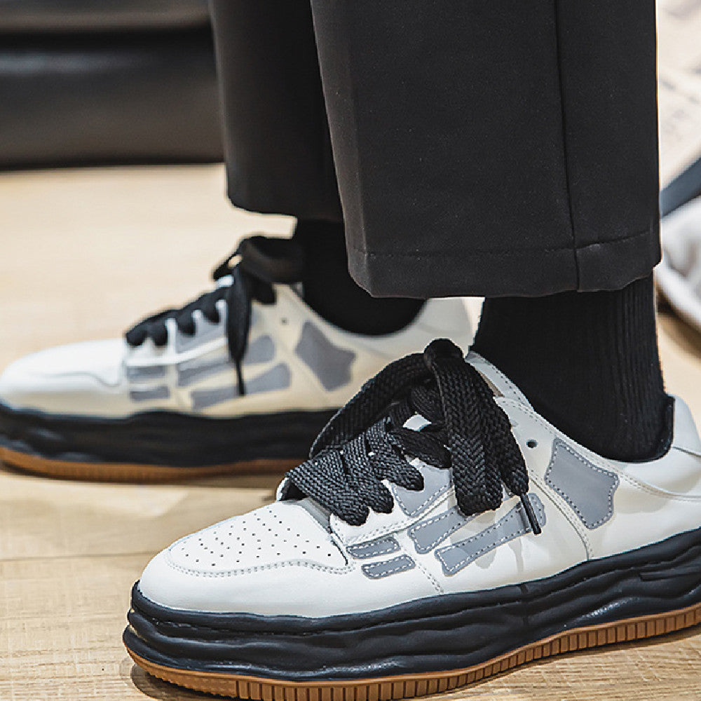 Reflective Bone Retro Platform Sneakers Hommes