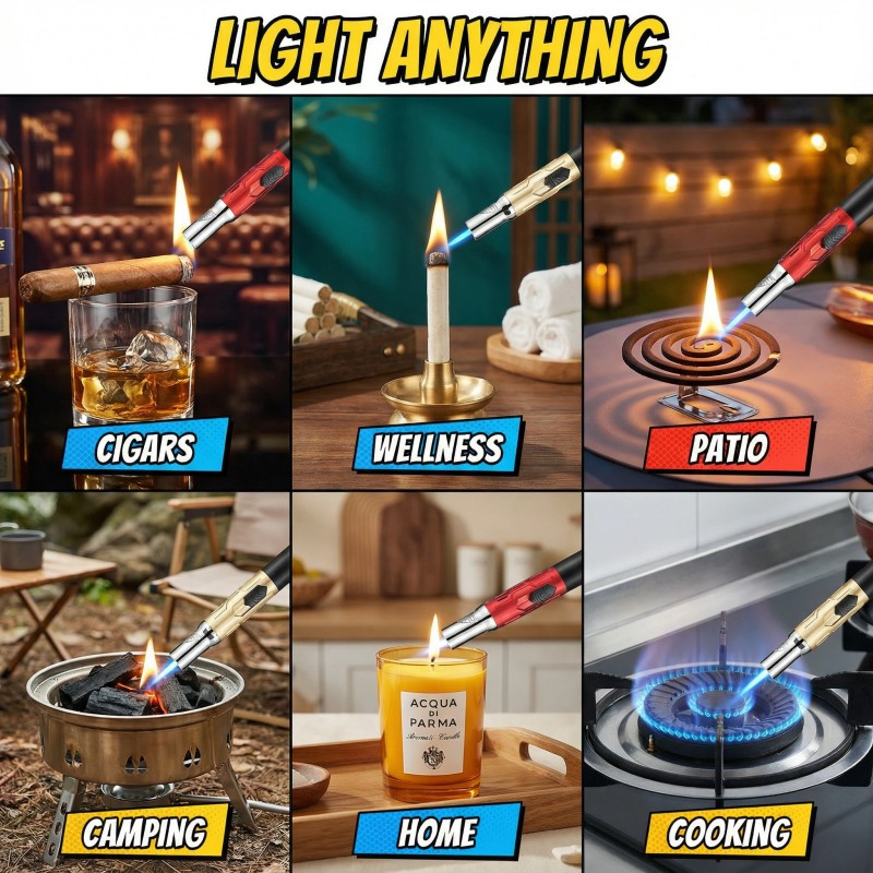 Éclaireur de flamme à jet multifonctionnel 2Pcs avec réglage d'allumage à 360 degrés