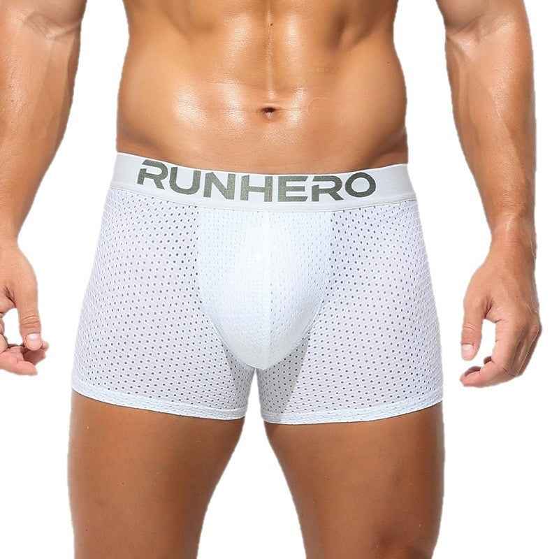 Mesh hommes respirant maison sous-vêtements mi-long