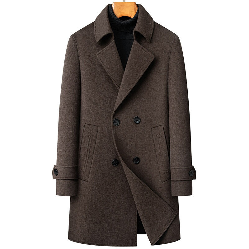 Manteau de laine à double face à l'arrivée avec doublure amovible et double-brass