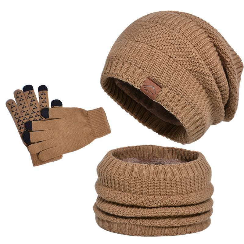 Gants d'écharpe de chapeau chaud doublé de polaire d'hiver Ensemble de trois pièces
