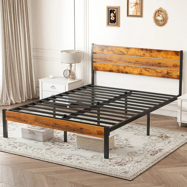 Metal Platform Bed Frame - Mattress Foundation with Headboard and Footboard