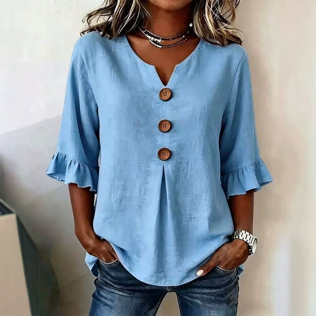 Vêtements européens et américains pour femmes Été Amazon Couleur solide Boutonné Femmes Casual F