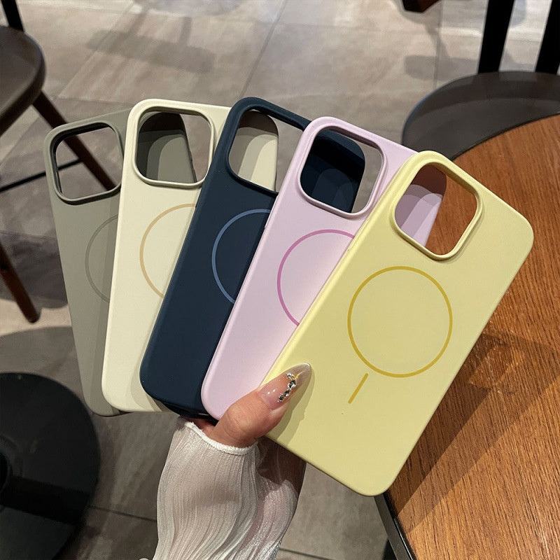 Boîtier de téléphone en silicone liquide avec un aimant de bague mince et un fini de peau
