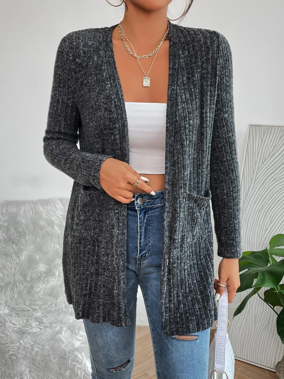 Cardigan à maille longue pour femmes