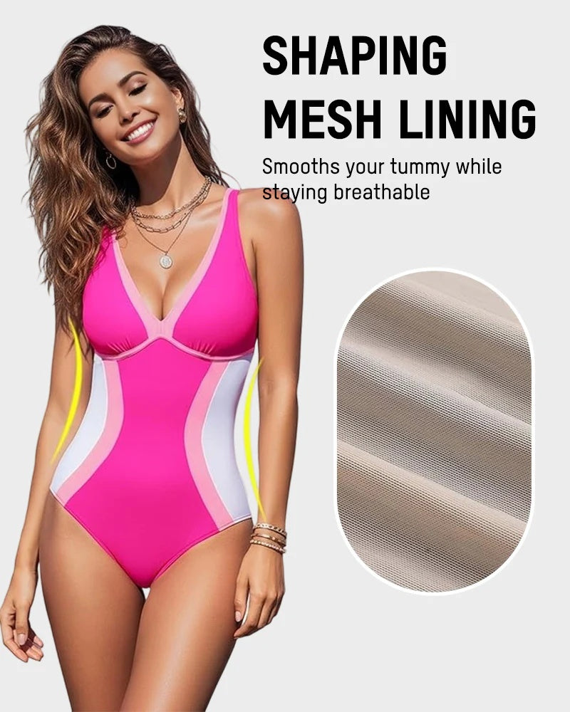 Couleur Bloc Tummy Control Maillot de bain monopièce