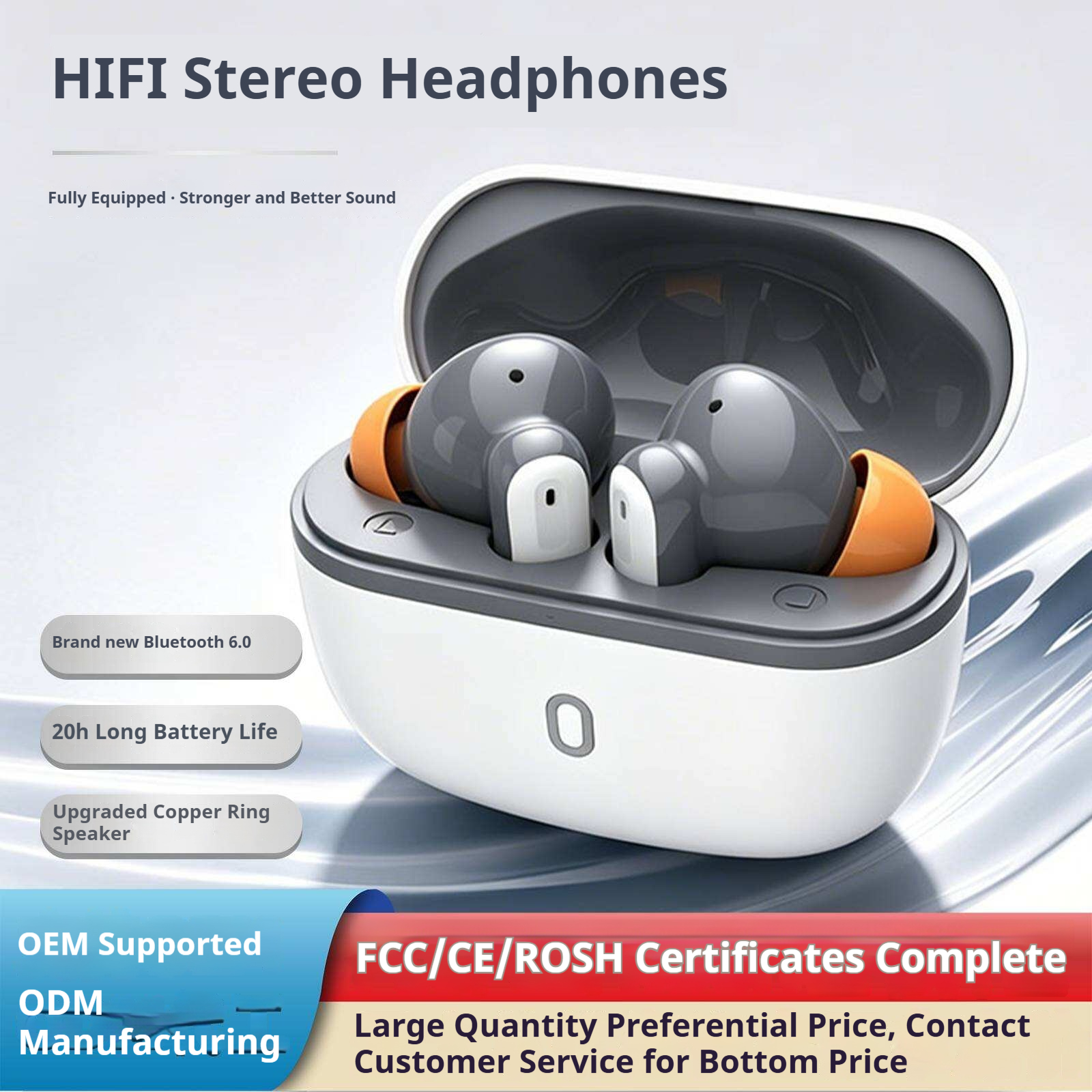 KP-122 Ecouteurs Bluetooth sans fil les plus vendus Conception à l'oreille Longue durée de vie confortable