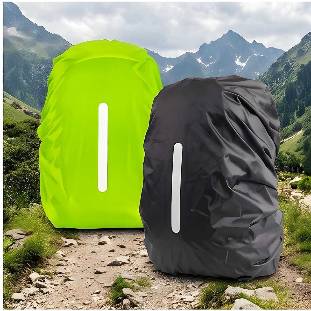 Couverture sac à dos Taille M En noir et vert - Couverture de protection pour les sacs à dos et les voyages - Acce