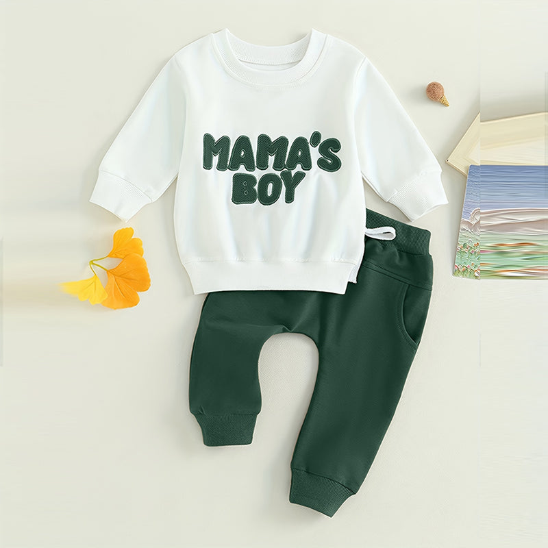 Sweatshirt 2 pièces de bébé garçon ensemble rond col lettre Imprimer Top & Drawstring Jogger Pantalons Fo