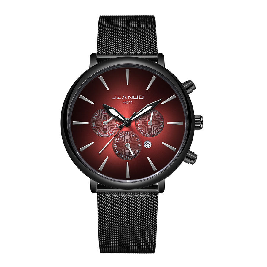 Hommes Mesh-band montre mode Quartz Montre avec calendrier adapté aux affaires Et