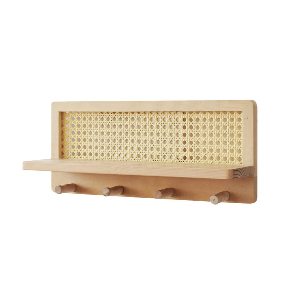 Rack de stockage mural de rotin en bois massif